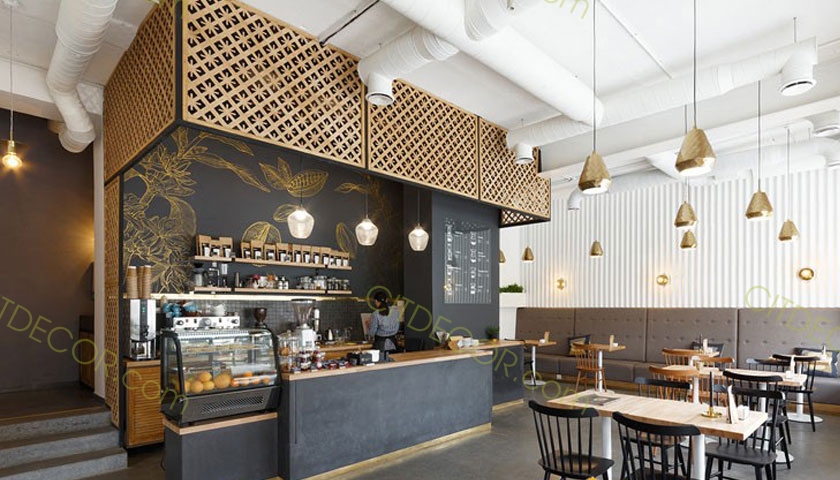 Mẫu thiết kế quán cà phê Milano hè phố đẹp theo phong cách Châu Âu